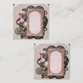 ピンクヴィンテージスクラップブック要素フレーム エンクロージャーカード (正面/裏面)