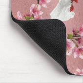 ピンクヴィンテージスタイルドーブ&さくらんぼブロッサム マウスパッド (コーナー)