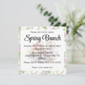 ピンクヴィンテージスタイルレディースフローラ春ブランチ 招待状 (スタンド正面)