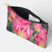 ピンクヴィンテージスタイル春チューリップ アクセサリーポーチ (見開き)