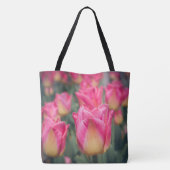 ピンクヴィンテージスタイル春チューリップ トートバッグ (裏面)