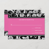 ピンクヴィンテージダマスクウェディングRSVP 招待状 (正面/裏面)