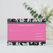 ピンクヴィンテージダマスクウェディングRSVP 招待状 (スタンド正面)