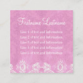 ピンクヴィンテージダマスクパターン5行連絡 スクエア名刺 (裏面)