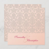 ピンクヴィンテージダマスク結婚式招待状 招待状 (正面/裏面)