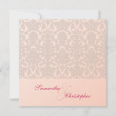 ピンクヴィンテージダマスク結婚式招待状 招待状 (正面)