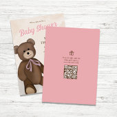 ピンクヴィンテージテディベアカスタムベビーシャワー 招待状