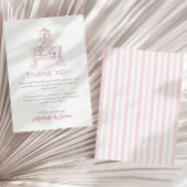 ピンクヴィンテージトイルデュジュオイガールベビーシャワー サンキューカード