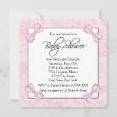 ピンクヴィンテージトイルベビーガールシャワー 招待状 (裏面)