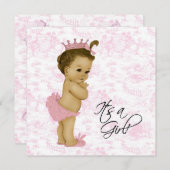 ピンクヴィンテージトイレベビーガールシャワー 招待状 (正面/裏面)