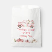 ピンクヴィンテージトラックカボチャ誕生日パーティー フェイバーバッグ (正面)