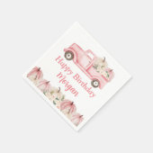 ピンクヴィンテージトラックパンプキンガールバースデーパーティー スタンダードカクテルナプキン (角)