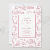 ピンクヴィンテージトワクラシックルブライダルシャワー 招待状 (正面)