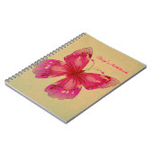 ピンクヴィンテージバタフライのカスタマイズ可能な名前ガールズ ノートブック (左側)