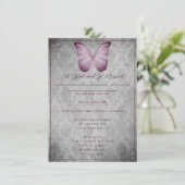 ピンクヴィンテージバタフライダマスクリハーサルディナー 招待状 (スタンド正面)