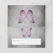 ピンクヴィンテージバタフライダマスク披露宴 プレイスカード (外部開封)