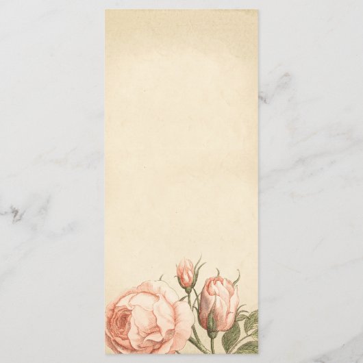 ピンクヴィンテージバラエレガントな結婚式のメニューカード メニュー (裏面)