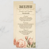 ピンクヴィンテージバラエレガントな結婚式のメニューカード メニュー (正面/裏面)