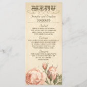 ピンクヴィンテージバラエレガントな結婚式のメニューカード メニュー (正面)