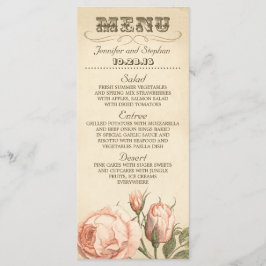 ピンクヴィンテージバラエレガントな結婚式のメニューカード メニュー