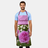 ピンクヴィンテージバラバラフラワーフローラフォトエプロン エプロン (着用した状態)