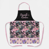ピンクヴィンテージバラバラ水彩色カスタマイズ可能 エプロン (正面)