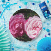 ピンクヴィンテージバラフラワーパターン紙パーティープレート ペーパープレート (パーティー)