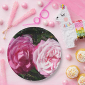 ピンクヴィンテージバラフラワーパターン紙パーティープレート ペーパープレート (パーティー)