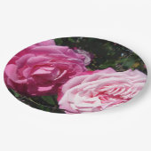 ピンクヴィンテージバラフラワーパターン紙パーティープレート ペーパープレート (アングル)