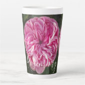 ピンクヴィンテージバラフラワーフローラフォトマグカップ カフェラテマグ (正面)