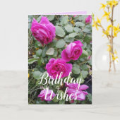 ピンクヴィンテージバラフラワーフローラ誕生日カード カード (黄色い花)