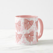 ピンクヴィンテージバラフローラコケガーリーットボウマグ マグカップ (正面右)