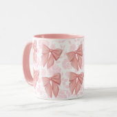 ピンクヴィンテージバラフローラコケガーリーットボウマグ マグカップ (正面左)