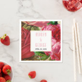 ピンクヴィンテージバラフローラ庭園の結婚式 スタンダードカクテルナプキン (インサイチュ)