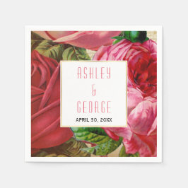 ピンクヴィンテージバラフローラ庭園の結婚式 スタンダードカクテルナプキン