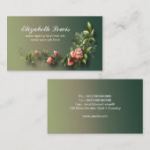 ピンクヴィンテージバラブーケエレガント 名刺 (正面/裏面)