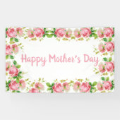 ピンクヴィンテージバラ-お母さんの日おめでとう 横断幕 (横)