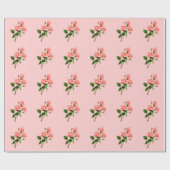 ピンクヴィンテージバラ ラッピングペーパー (フラット)