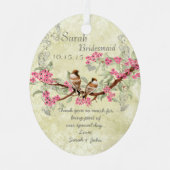 ピンクヴィンテージバードメイド・オブ・オーナー(花嫁付き添い人)オーナメント メタルオーナメント (正面)