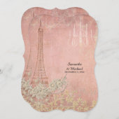 ピンクヴィンテージパリパリジャンリハーサルディナー 招待状 (正面/裏面)