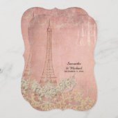 ピンクヴィンテージパリパリスタイリッシュカップルのシャワー 招待状 (正面/裏面)