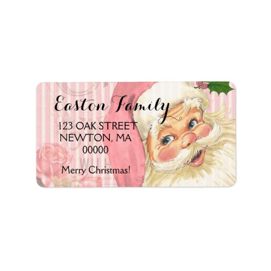 ピンクヴィンテージビクトリアンサンタクロースバラ ラベル (正面)