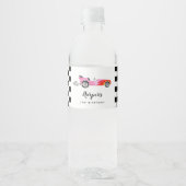 ピンクヴィンテージファーストカー子供の誕生日パーティー ペットボトルラベル (正面)