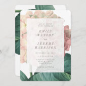 ピンクヴィンテージフラワーアジサイ結婚式招待状 招待状 (正面/裏面)