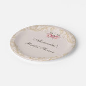 ピンクヴィンテージフラワーズロココピーニーブライダルシャワー ペーパープレート (アングル)