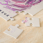 ピンクヴィンテージフランスのの広告イベントポスター ジグソーパズル (側面)