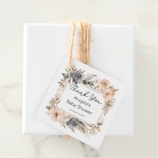 ピンクヴィンテージフローラガールベビーシャワー フェイバータグ (インサイチュ)
