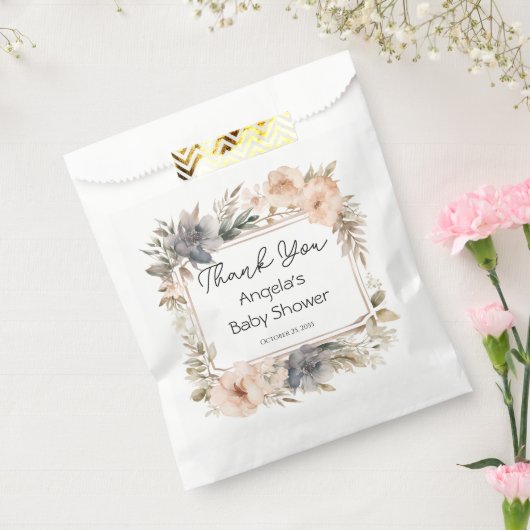ピンクヴィンテージフローラガールベビーシャワー フェイバーバッグ (封をした状態)