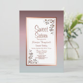 ピンクヴィンテージフローラスウィート16バースデーパーティー 招待状 (スタンド正面)