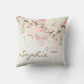 ピンクヴィンテージフローラパーソナライズされた枕 クッション (裏面)